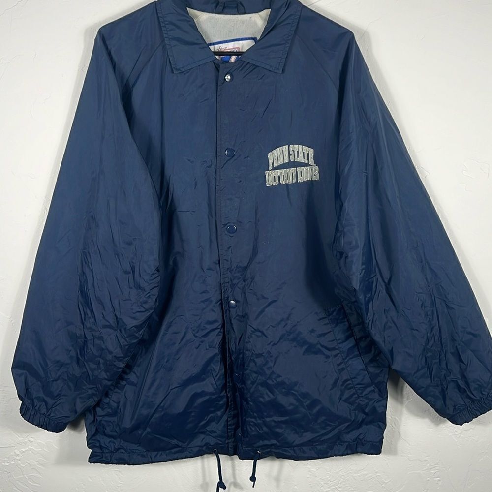 🔥🏈 True Vintage PENN STATE NITTANY LIONS Logo 7 Windbreaker Snap Jacket - Sz L